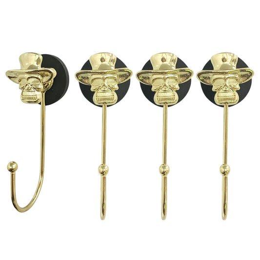 ZH-ZHENGHENG 4pcs Skull Magnetic Hook,Magnetic Hooks Heavy Duty for Classroom Beach Vacation Kitchen Grills Home (Gold)
