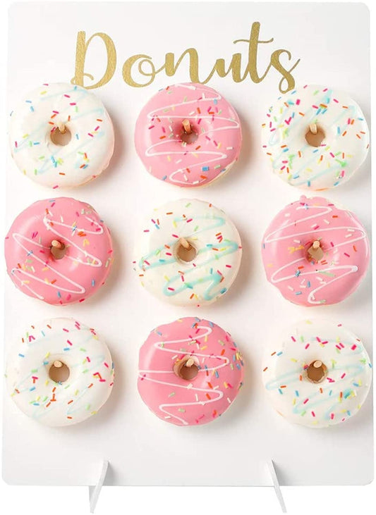 Donut Stand for Party, Wood Donut Bar Display Board Holds 9 Donuts