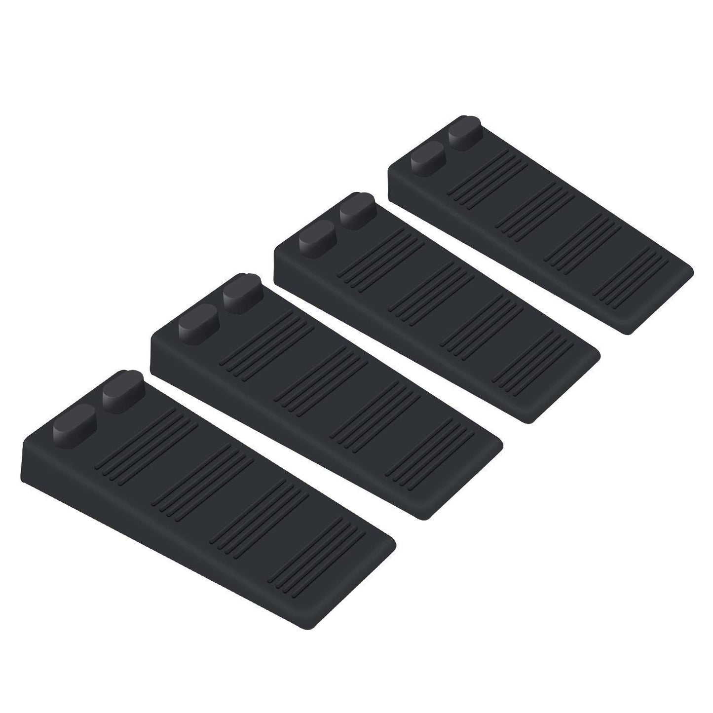 Door Stop Rubber Wedge Thin Door Stoppers for Bottom of Door Silica Gel Flexible Non Scratching Door Holder - Smart Stackable Slip-Resistant Design -Black