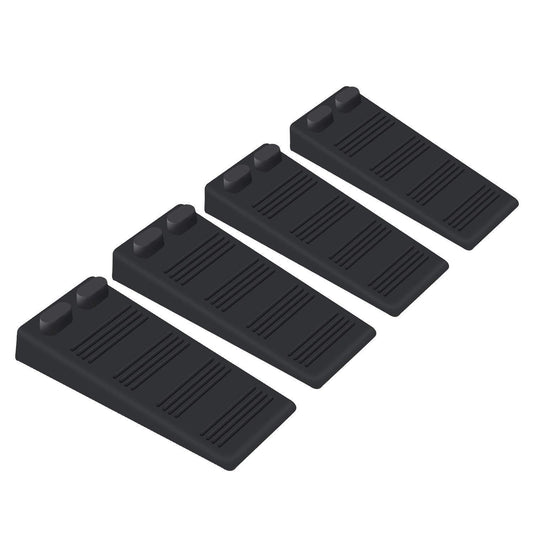 Door Stop Rubber Wedge Thin Door Stoppers for Bottom of Door Silica Gel Flexible Non Scratching Door Holder - Smart Stackable Slip-Resistant Design -Black
