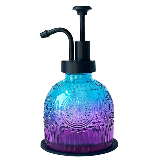 Birugen Vintage Soap Dispenser for Bathroom,Glass Kitchen Liquid Soap Dispenser with Pump,Farmhouse Antique,Cute Small Rustic Decor(Purple)