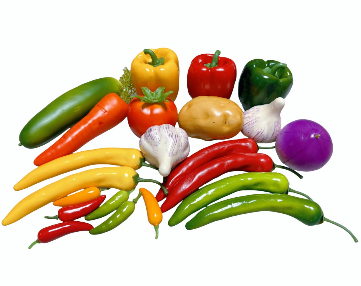 22pcs Realistic Artificial Fake Vegetables, Artificial Vegetables for Decoration, Home Kitchen Decor,PU Simulation Vegetable,Artificial Bell Peppers