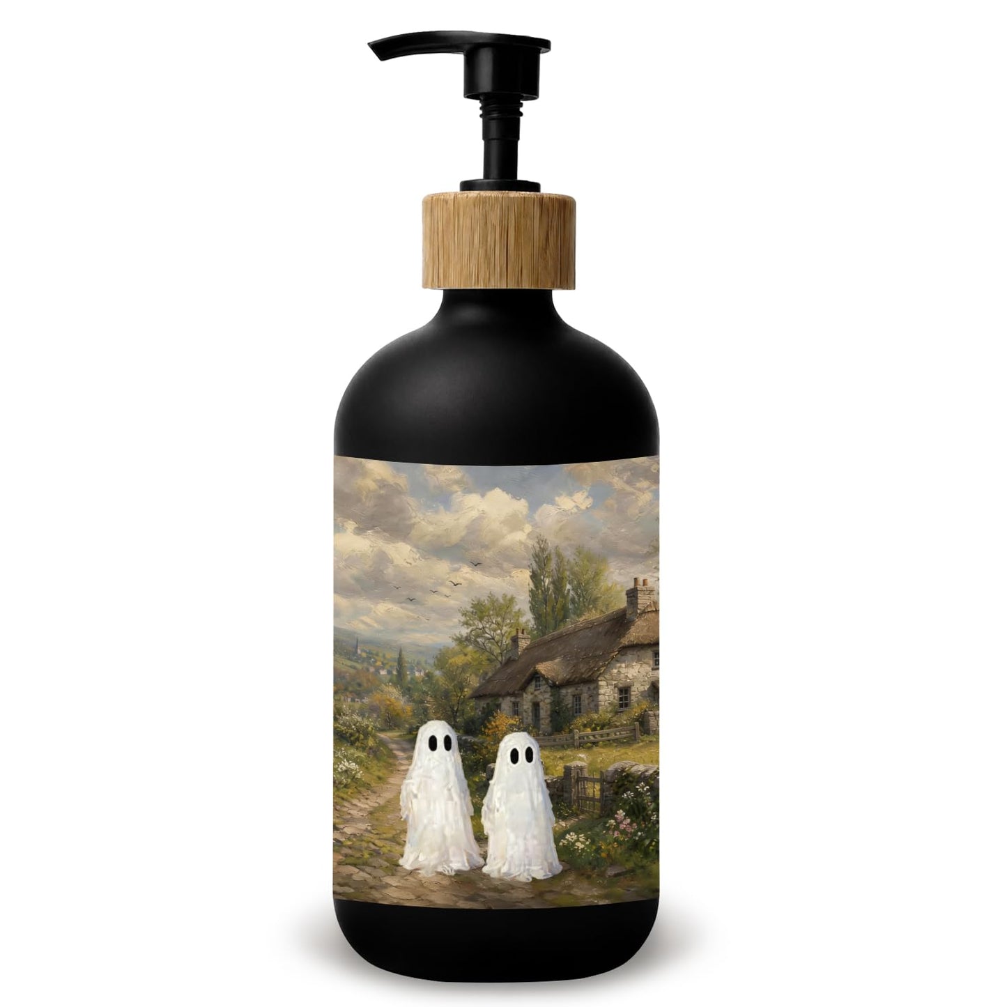 Stelloriellea Rustic Ghost Halloween Glass Soap Dispenser with Pump