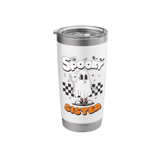 Spooky Sister Halloween Ghost Costume Retro Groovy Stainless Steel Insulated Tumbler