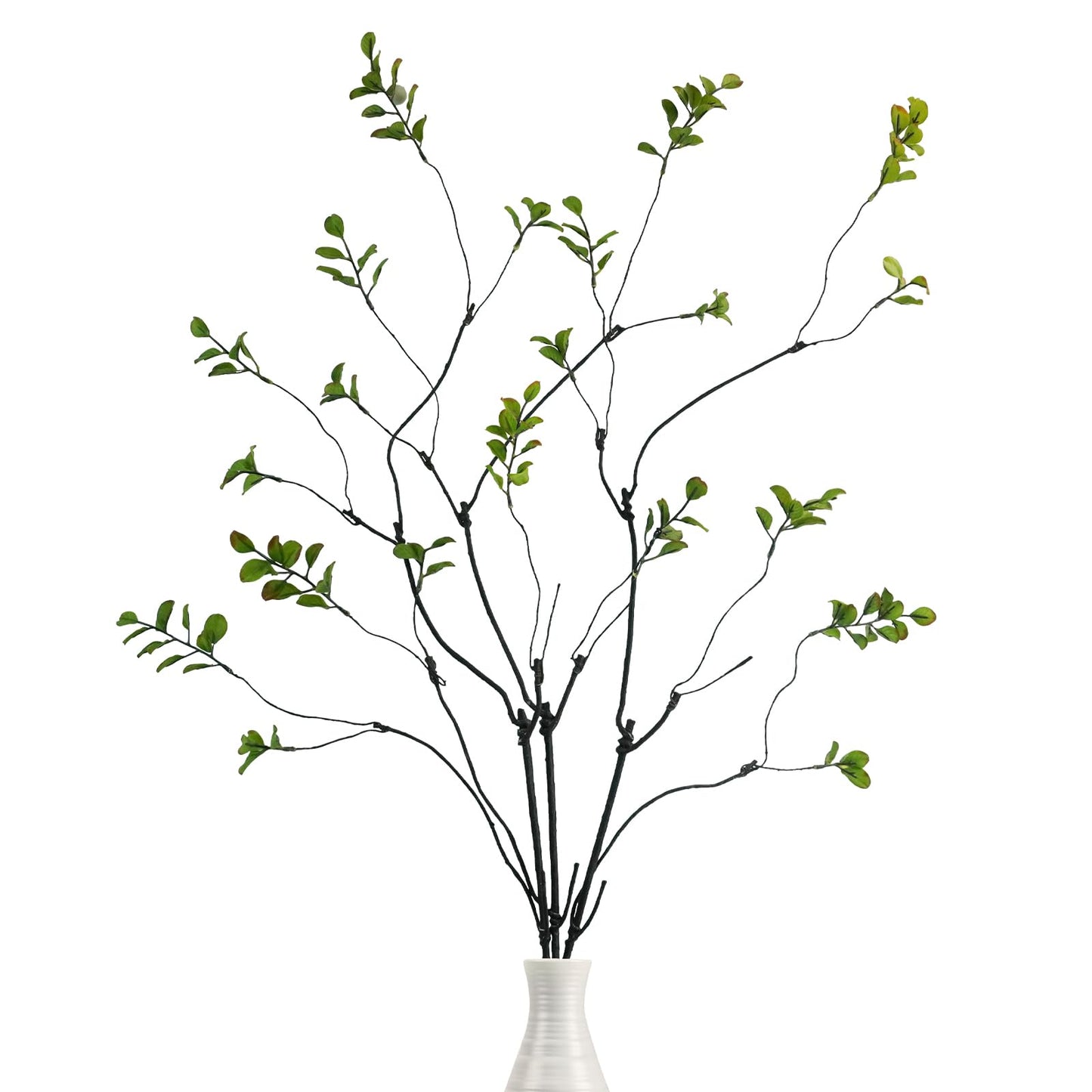 Krissing 3 Pcs Faux Greenery Stems, 37" Tall Fake Ficus Twig Stems Plants Artificial Greenery Stems Branches for Vase Indoor Office Desk Home Spring Table Decor