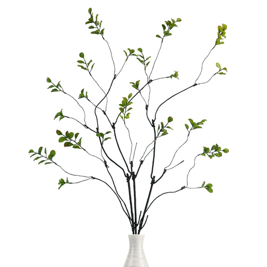 Krissing 3 Pcs Faux Greenery Stems, 37" Tall Fake Ficus Twig Stems Plants Artificial Greenery Stems Branches for Vase Indoor Office Desk Home Spring Table Decor