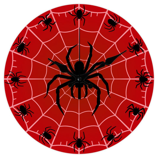 CHGCRAFT Halloween Spider Pattern Wall Clock 12 Inch Non-Ticking Spider Web Clocks Round Wall Hanging Clock Battery Operated for Bedroom Living Room Kitchen Office