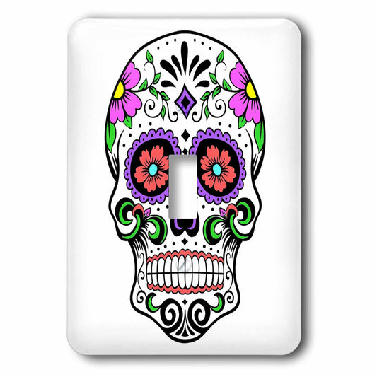 3dRose lsp_186236_1 Sugar Skull, Pink Light Switch Cover