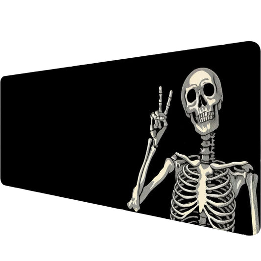 Skull Skeleton Desk Pad Mouse Pad Funny Black Halloween Mousepad XL Large Gaming Mouse Pad Laptop Keyboard Mat Desk Pad 31.5"x11.8" Office Home Decor for Women Girl