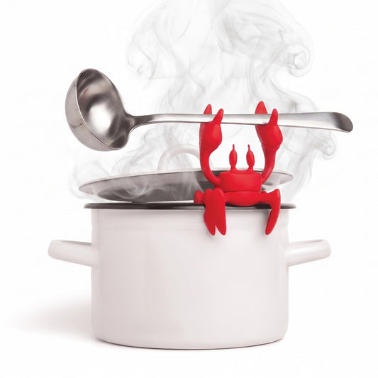 OTOTO Red The Crab Silicone Utensil Rest - Kitchen Gifts, Silicone Spoon Rest - Heat-Resistant Kitchen - Steam Releaser, Chopstick Rests & Holders