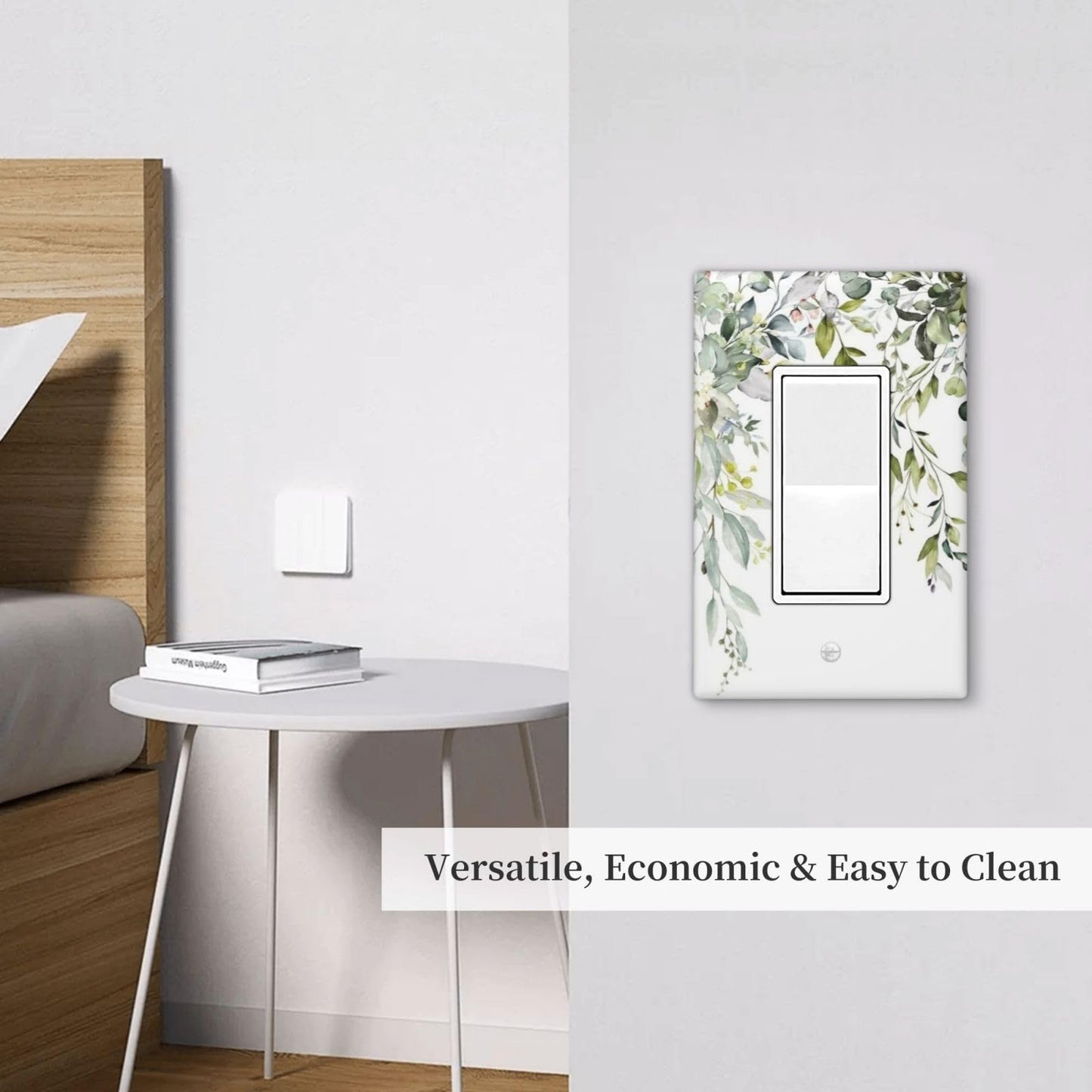 Green Eucalyptus Light Switch Cover Single Rocker/Decorator Switch Plate 1 Gang Farmhouse Decorative Outlet Covers Wall Plate, 4.50 x 2.76 Inch