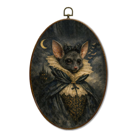Vintage Bat Portrait Oval Wall Art, Cottagecore Whimsical Decoration, Dark Academia Gothic Wall Decor for Home Bedroom Living Room Study, 8.5×11.5 Inch