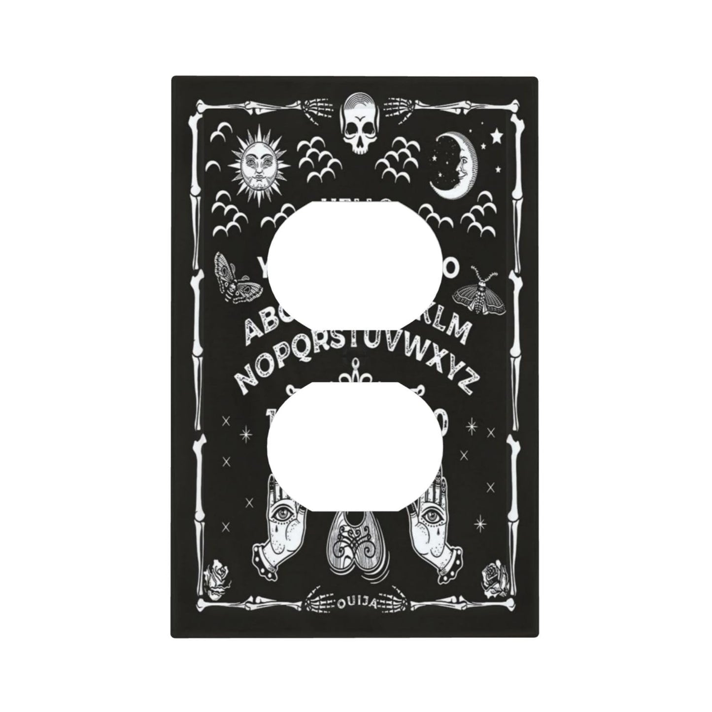 Wpshijia Black Witchy Skeleton Skull Gothic Sun Moon Single Duplex Wall Plate Covers Novelty Light Switch Cover 1 Gang Outlet Plate Decorative Unique Electrical Receptacle Art Faceplate Switchplate