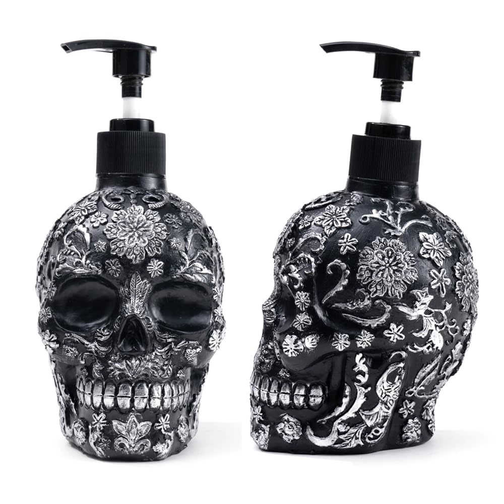 Skull Soap Dispenser with Rust Proof Pump, Refillable Liquid Hand Lotion Bottle for Bathroom, Bedroom and Kitchen（New Upgrade ）.