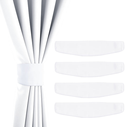NICETOWN Strong Magnetic Curtain Tiebacks - Modern Simple Style Curtain Ties Backs Holdbacks Holders for Indoor/Outdoor Curtains (White, 18.5 X 4 Inches, Set of 4)