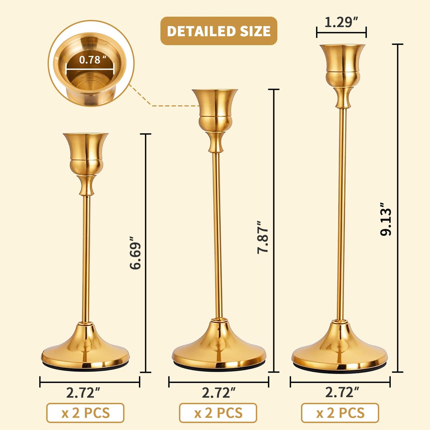 Chill Recipe Candlestick Holders Gold Taper Candle Holders 3 pcs Candle Sticks Holders for Home Decor Table Centerpiece Wedding Housewarming Festival
