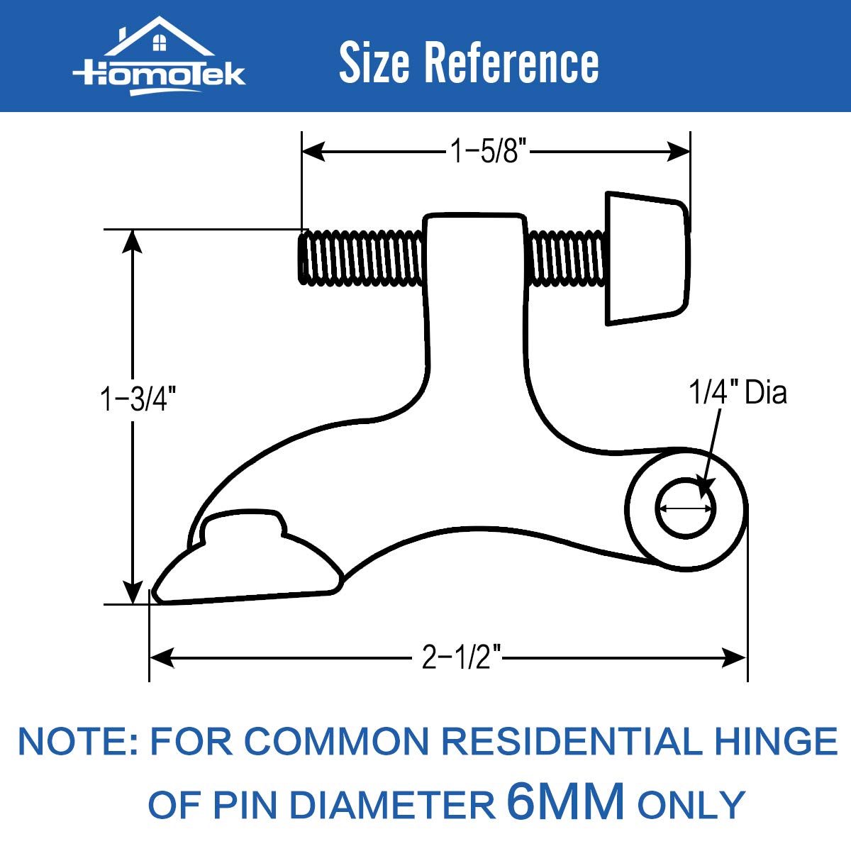 HOMOTEK 20 Pack Hinge Pin Door Stopper, Hinge Stops for Top of Door, Adjustable Deluxe Heavy Duty Door Stop 2-1/2x1-3/4 inch, with White Rubber Bumper Tips, Satin Nickel