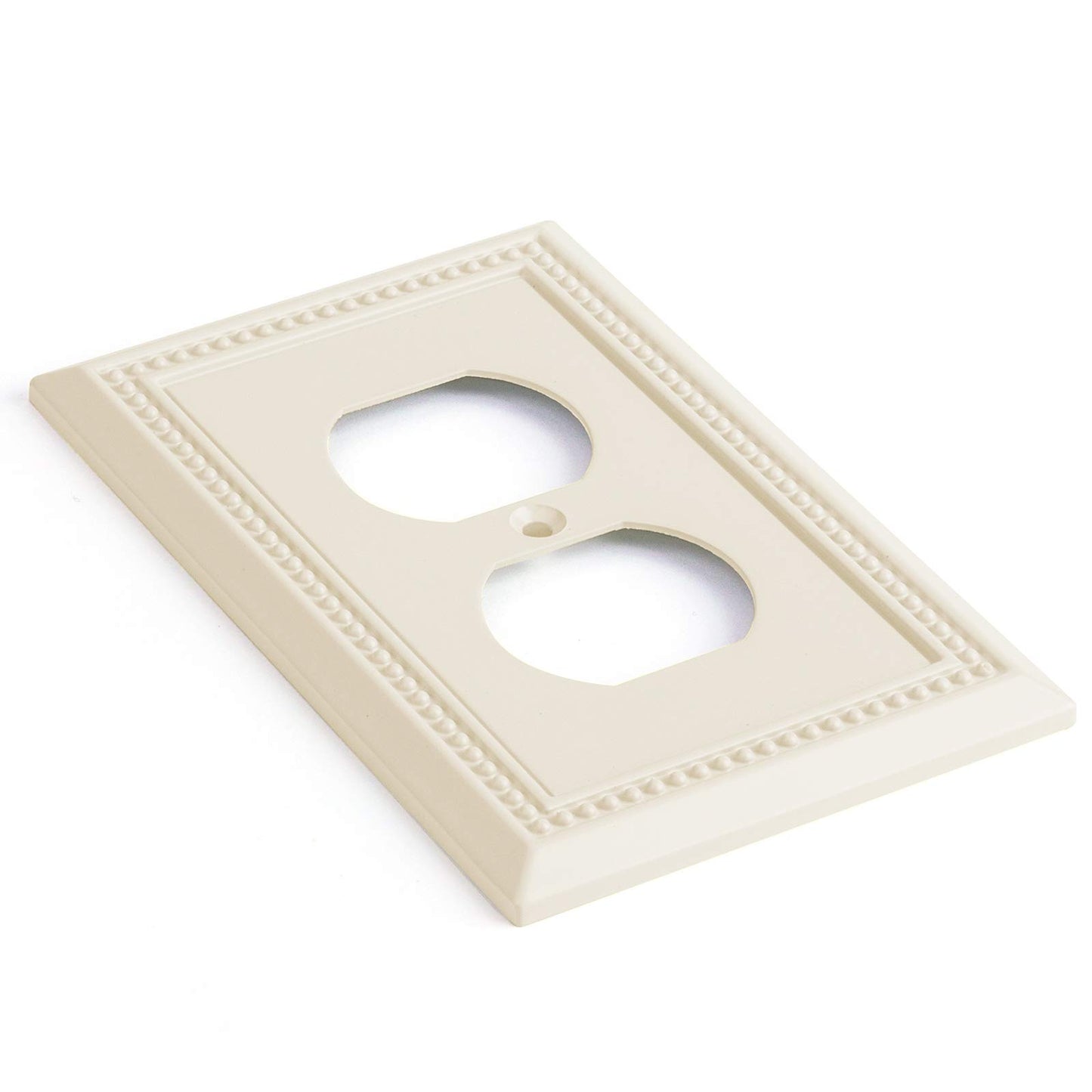 Henne Bery Sunken Pearls Heavy Duty Decorative Wall Plate Switch Plate Outlet Cover, Durable Solid Zinc Alloy (Single Duplex 2PK, Light Almond)