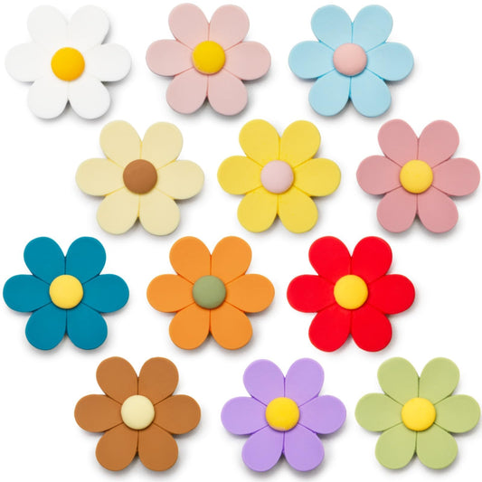 SUNURS Extra Large 3D Flower Cute Fridge Magnets for Locker, Colorful Strong Decorative Funny Refrigerator Magnets for Whiteboard, Kitchen, and Office (Extra Large & 12 Colors)