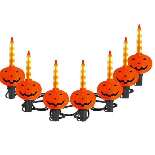 7.5FT Halloween Pumpkin Bubble String Lights Outdoor, 8 LED Jack O' Lantern Bubble Lights, Plug-in Halloween Decorative Lights Waterproof for Yard Porch Garden Pathway Party Christmas Tree Decor