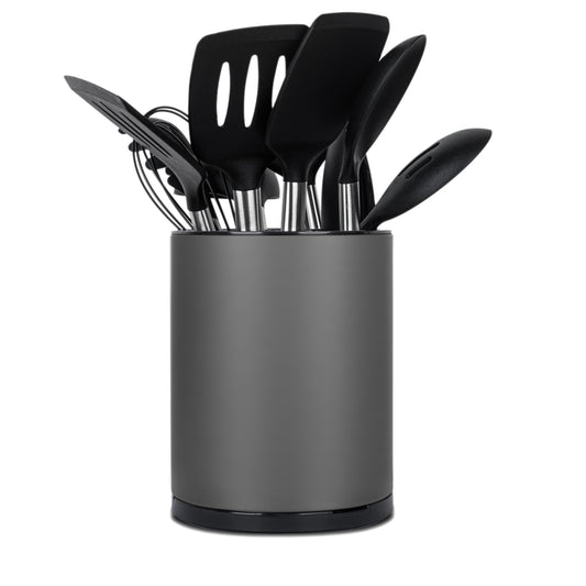 Haiyouneer Kitchen Utensil Holder for Countertop 360° Rotating Utensil Caddy Extra Large Utensil Crock Cooking Utensil Holder for Kitchen Counter (Dark Grey)