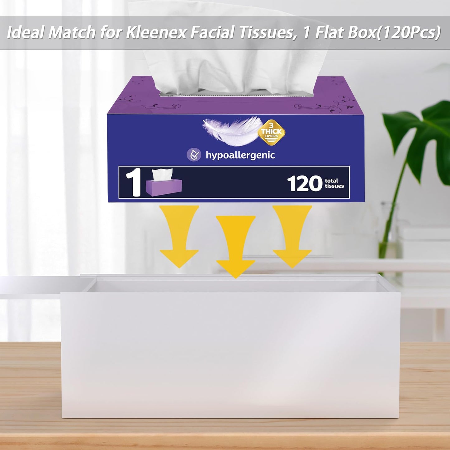 SILUT Tissue Box Cover, Stylish Tissue Box Cover Rectangle, Modern Tissue Box Holder, Facial Tissue Holder for Bathroom, Kitchen Vanity, Countertops, Dressers, Night Stand - Shiny White