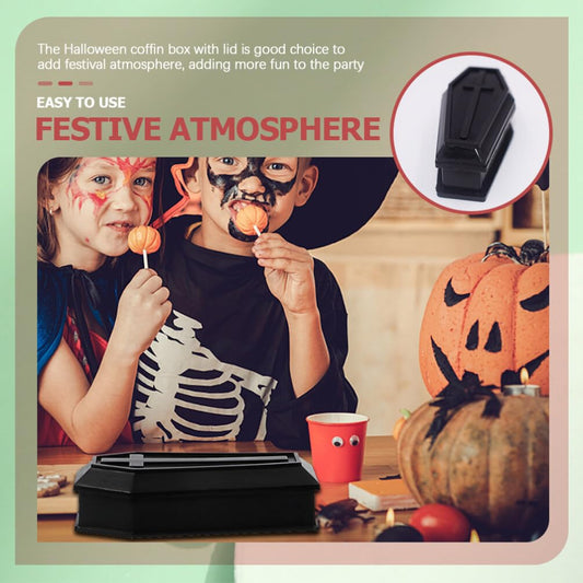 Coffin Model：14Pcs Halloween Treat Boxes with Lid Unique Black Coffin Design for Candy Halloween Party Favors Kids Spooky Decorations