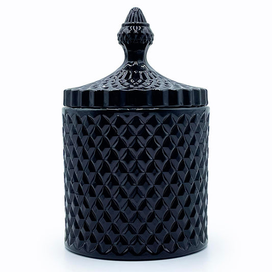 YILUSHENGHUA Colorful Glass Jar With Lid,Mystery Jewelry Jar,Large Halloween Candy Dish,Trinket Dish,Candy Cookie Jars,Buffet Biscuit Containers Food Storage(Black)