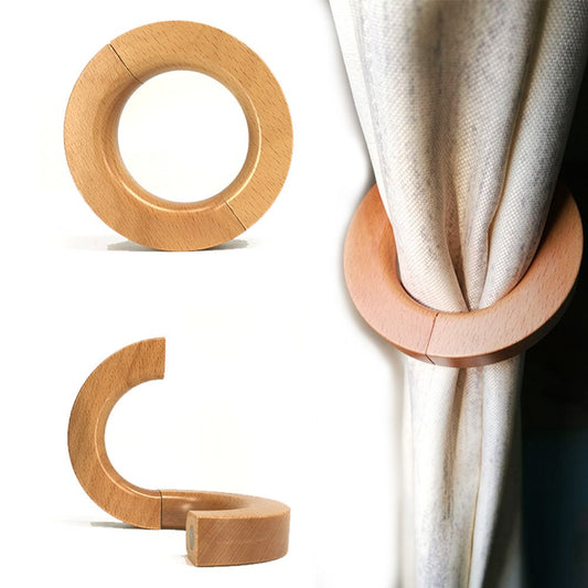 NICE PURCHASE 2 Pcs Wooden Curtain Tiebacks Holdbacks European Classic Retro Window Home Office Decorative Drapes Holders Strong Magnetic Clean Durable - Multifunctional Also Wood Pants Hanger (A)