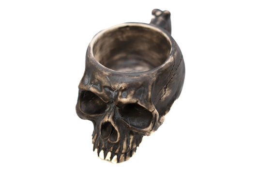 Skull Mug | Black Ceramic Coffee Cup (8 oz) | Gothic Halloween Mug for Tea, Espresso, Cocoa | Dishwasher & Microwave Safe | Unique Gift for Horror Fans, Goth Decor, Skeleton Lovers