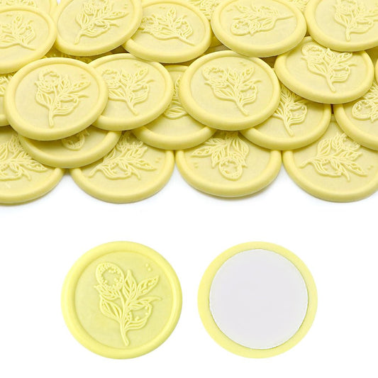 Aiviman 50Pcs Flower Wax Seal Stickers,Lemon Yellow Self Adhesive Envelope Seal Stickers,Great for Gift Wrapping,Wedding Invitation,Halloween,Christmas