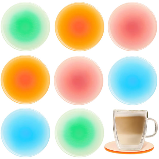 Irenare 8 Pieces Colorful Acrylic Coaster 3.9 Inches Cute Coasters Round Heat Resistant Holder Anti Slip Table Aesthetic for Coffee Table Home Decoration Gift(Classic Series)