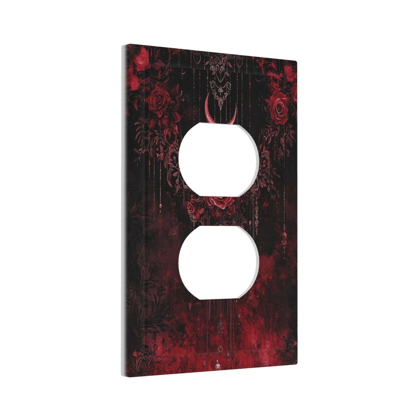 Annisrak Outlet Covers Gothic Red Rose Moon Dark Floral 1 Gang Duplex Light Switch Cover Plate Decorative Switch Plate Covers Electrical Socket Cover for living Room Home Decor