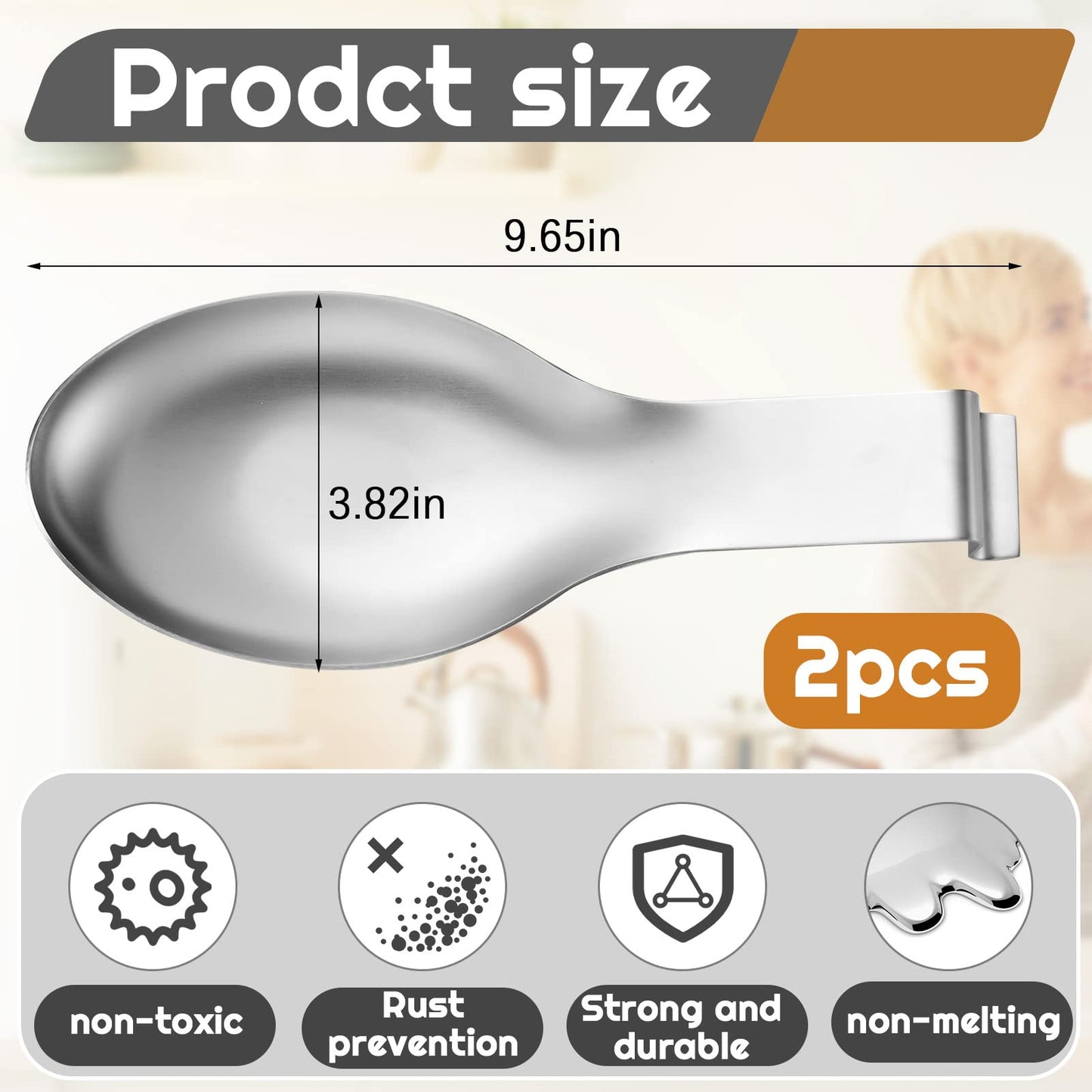 Nuanchu 6 Pcs Stainless Steel Spoon Rest Spatula Ladle Holder Spoon for Stove Top Heavy Duty Spatula Holder for Countertop Dishwasher Safe Utensil Rest for Kitchen, 3.8 x 9.6" (Silver)