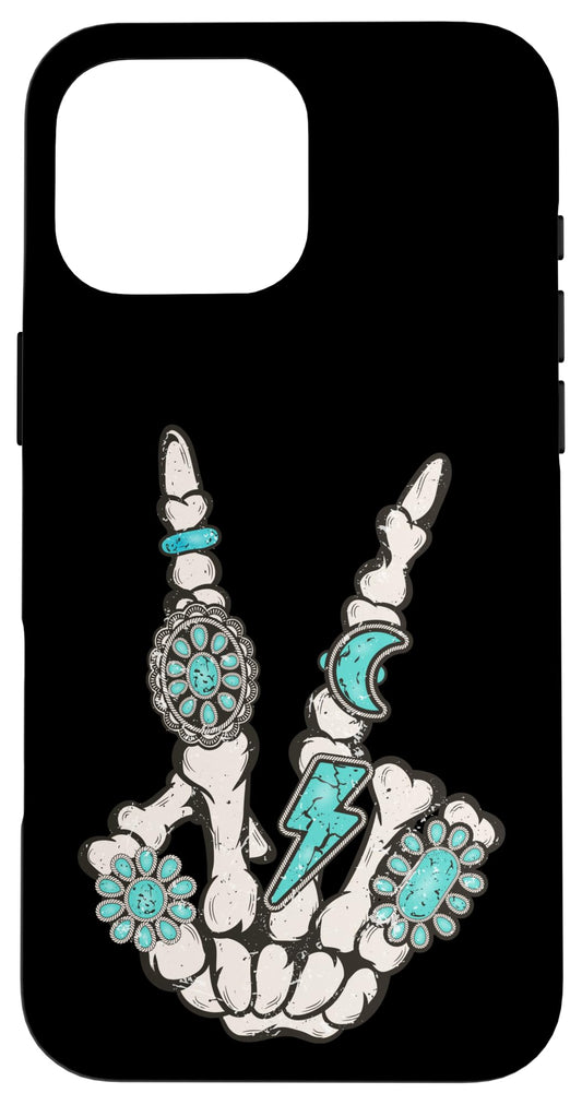 Skeleton Turquoise Hand Western Rodeo Cowboy Cowgirl Case for iPhone 16 Pro Max