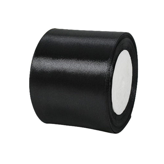 Black Satin Ribbon 3 Inch x 25 Yards, Solid Color Fabric Silk Ribbon for Gift Wrapping, Hair Bows, DIY Crafts, Wreaths, Floral Bouquets, Chair Sash, Christmas, Gift Basket, Halloween Decorations