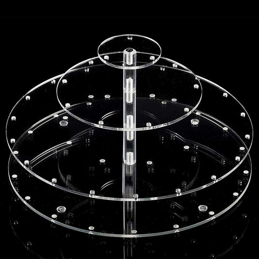 YestBuy Acrylic Cake Pop Display Stand , 30 Hole Clear Acrylic Lollipop Holder, 3 Tiered Round Cake Pop Holder For Weddings, Birthday Parties, Anniversaries Gift, Halloween Candy Decorative (Clear)