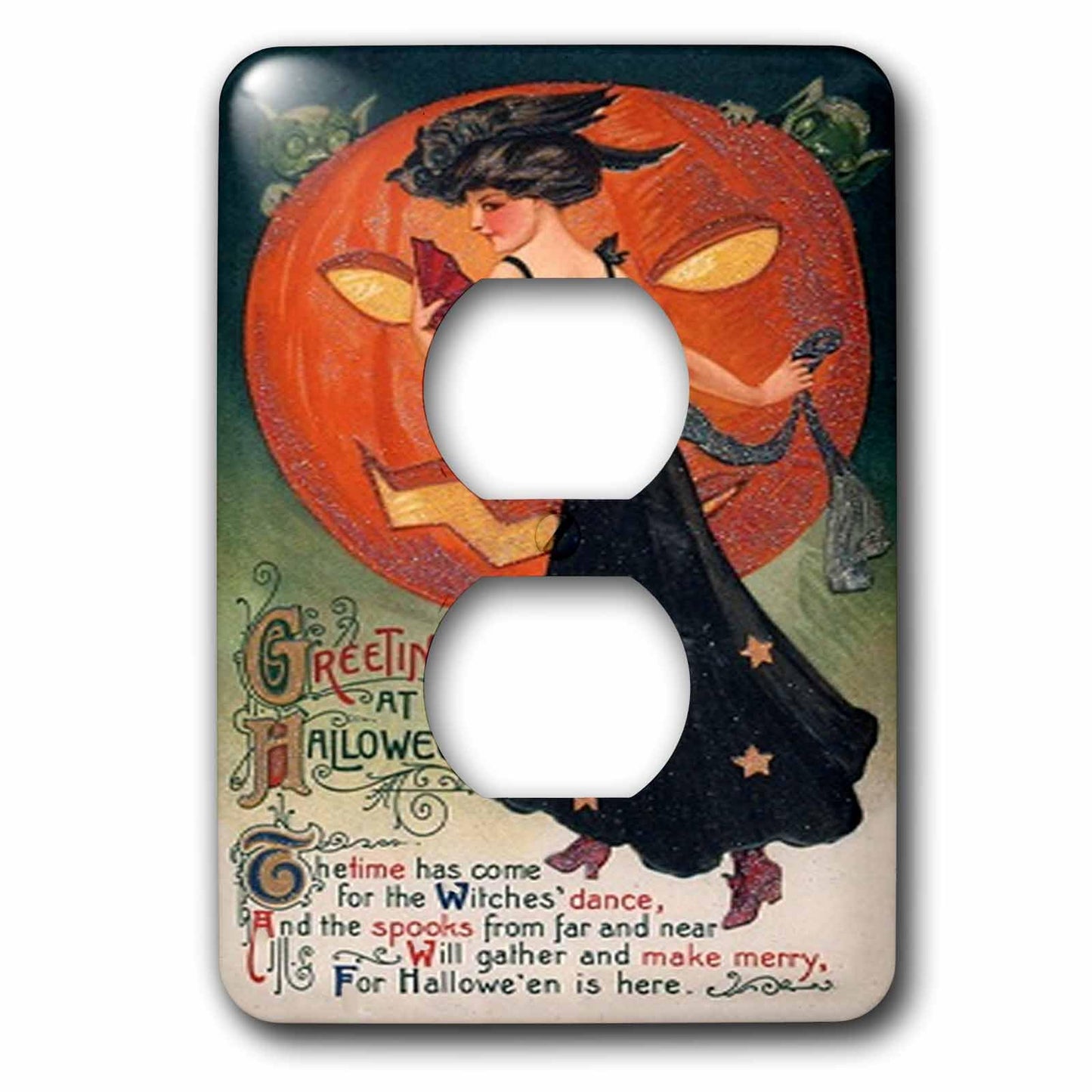 3dRose LLC lsp_6039_6 Vintage Halloween Lady in Black 2 Plug Outlet Cover