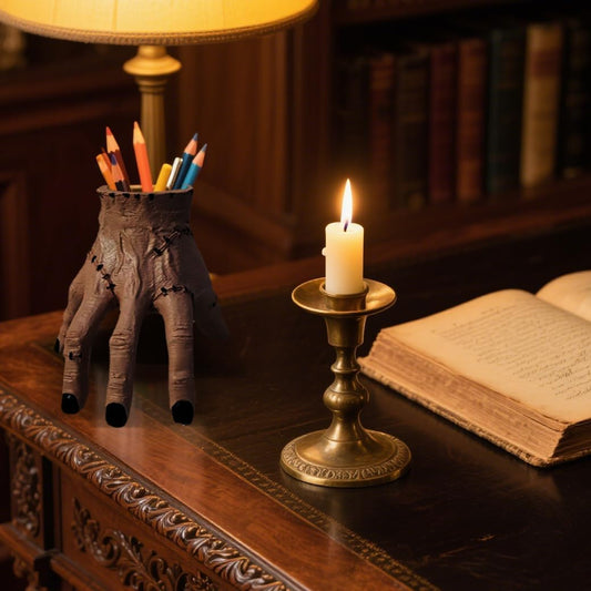 szxzy01 This includes a terrifying finger pen holder, a chilling hand-decorated flower pot,an eerie desktop decor, a humorous horror office accessory, and a gothic-style relocation gift(coffee brown)