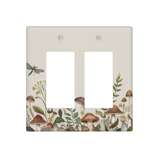 JDAKHD 70s Vintage Plant Mushroom Leaves Decorative Outlet Covers 2 Gang Double Decorator Gfci/Rocker Wall Plate Electrical Outlet Covers Light Switchplate Bathroom Bedroom Kitchen Decor
