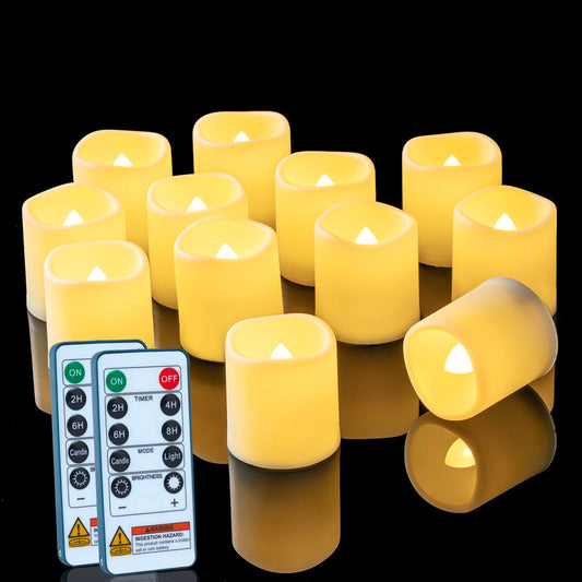 Homemory 400+ Hour Remote Control Candles, 2/4/6/8H Timer LED Votive Candles, 24Pack Battery Operated Tea Lights in Warm White for Outdoor, Table, Halloween, Christmas (Batteries Included