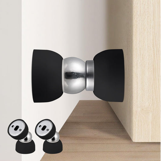 TOPTAKE Powerful Magnetic Door Stopper - 2 Pcs Stainless Steel Mini Door Stop, Heavy Duty Magnetism Door Holder for Bedroom, Bathroom, Kitchen, Home, Office (Black)