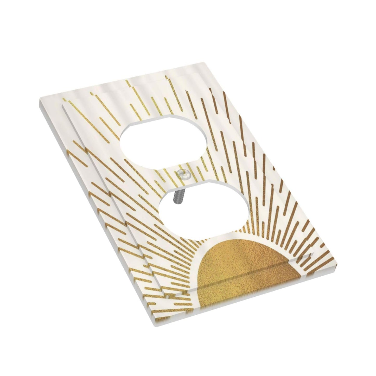 Mid Century Boho Abstract Sunrise Gold Sun 1 Gang Outlet Plate Decorative Single Duplex Wall Plate Covers Electrical Receptacle Light Switch Cover Art Faceplate Switchplate for Country Bedroom Decor