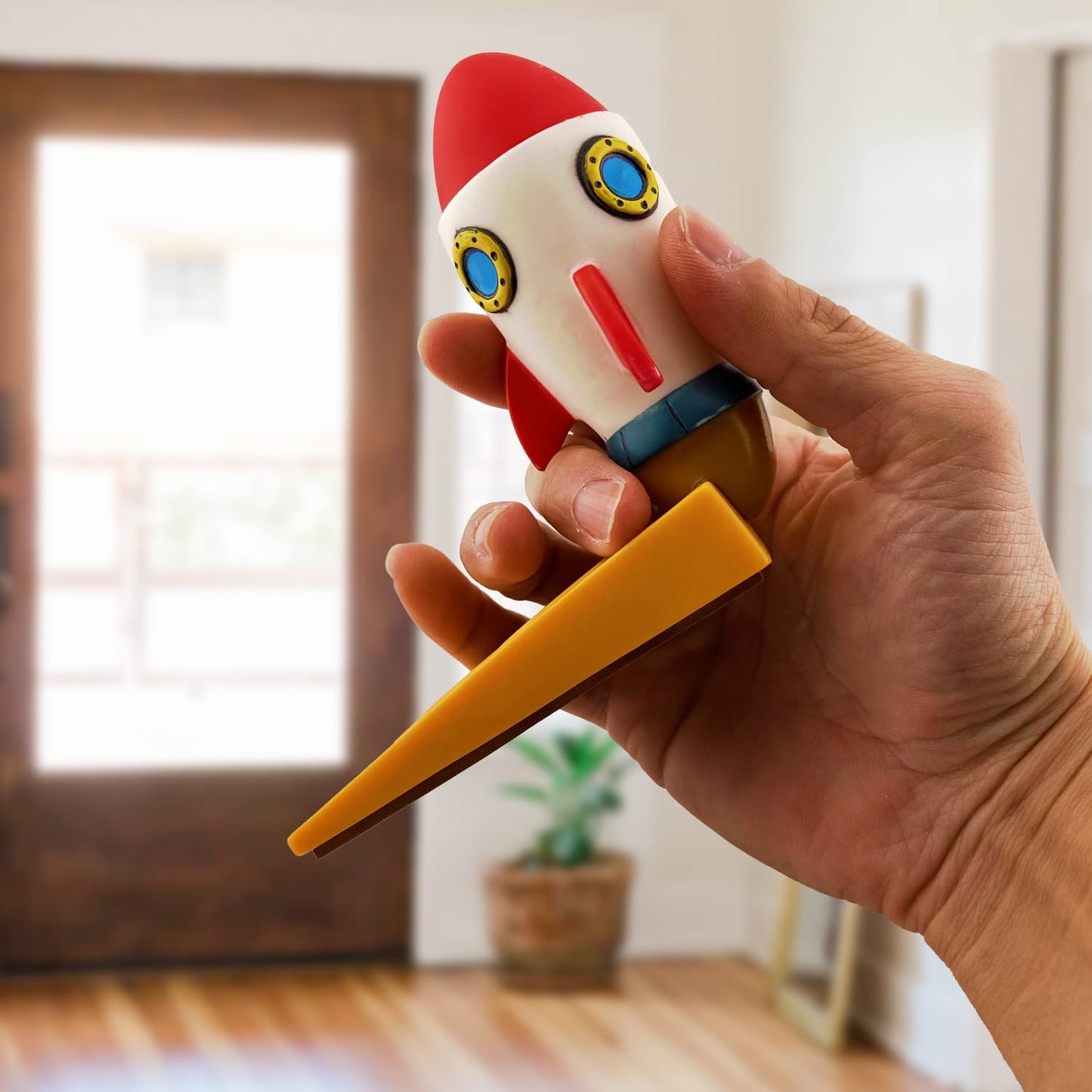 Kwirkworks Rocket Door Stopper – Fun Space-Themed Decor for Kids' Rooms, Non-Slip & Durable PVC EVA Material, Safe & Gentle on Floors – Perfect for Little Astronauts
