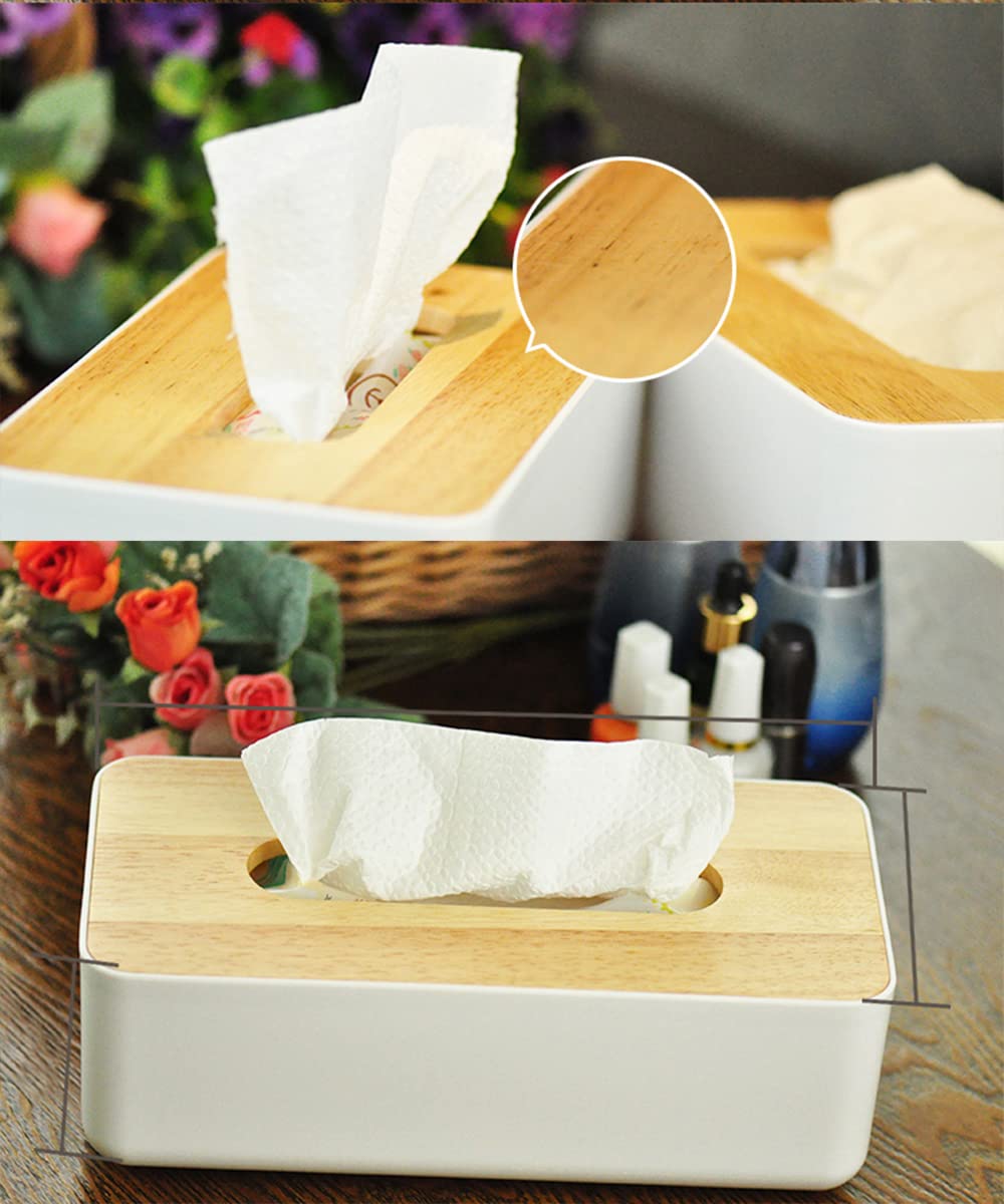 Pojah Wooden Rectangular Tissue Box Holder for Storage on Bathroom Vanity, Countertop, Bedroom Dresser (Medium, 10.2x5.1x3.3 inch)