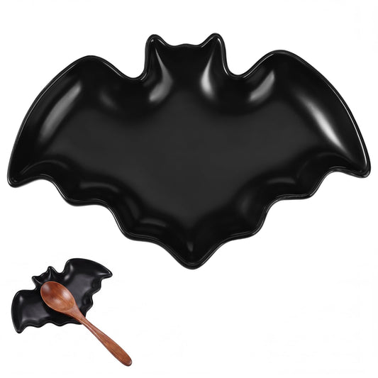 Domensi Bat Spoon Holder for Stove Top Ceramic Goth Spoon Rest for Kitchen Counter Gothic Kitchen Accessories Cooking Tablespoon Holder for Counter Utensil Spatula Ladle Tong