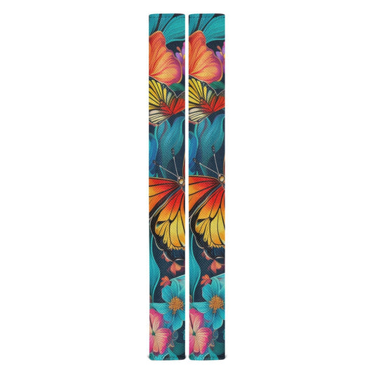 QwThum Butterfly Blue Flowers Refrigerator Handle Covers Set of 2 Door Handle Covers for Fridge Oven Microwave Appliance Washable Decor Non-Slip Dishwasher Door Cloth Protector 14x5.5in