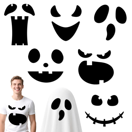 Ahuimeius 6 Pack Halloween Ghost Eyes for Crafts Decor Kit - Large Spooky Ghost Face Decals Stickers Adhesive Felt for Indoor Halloween Decorations, DIY Cute Spooky Face Costume Decor