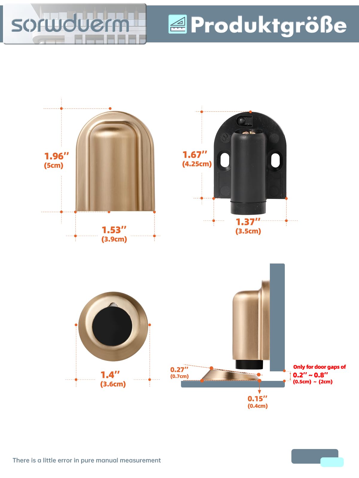 SORWDUERM 2 Pack Champagne Bronze Door Stopper Magnetic Door Cathc Matte Black Floor Mounted Door Stop Keep Door Open with Screws and Adhesive No Drilling