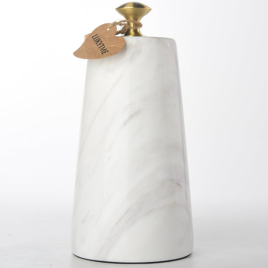 LUKYTME Decorative Door Stoppers, Solid Marble Heavy Duty Door Stops Indoor or Outdoor, Natural Stone Modern Door Stop with Brass Handle, Decor Doorstop Wedge Holder, Weighted Bookends.